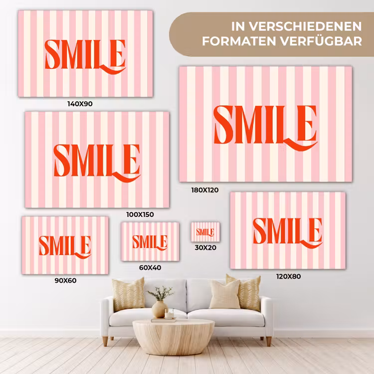 Zachtroze - Rood - Strepen - Smile canvas 2cm klein -Xsfeer8_DE