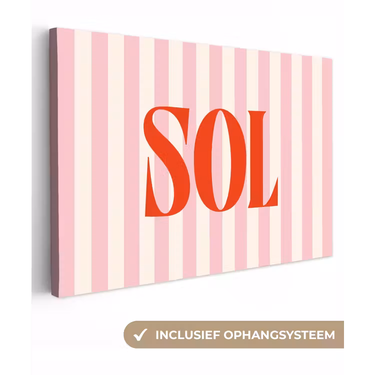 Zachtroze - Rood - Strepen - Sol canvas 2cm klein -3d
