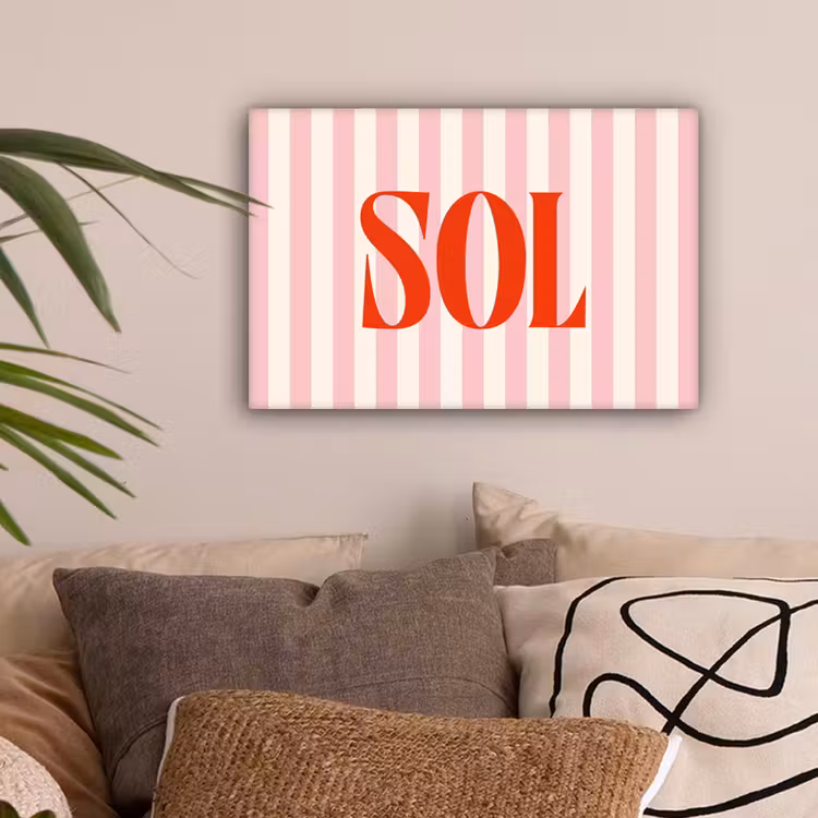 Zachtroze - Rood - Strepen - Sol canvas 2cm klein -sfeer1