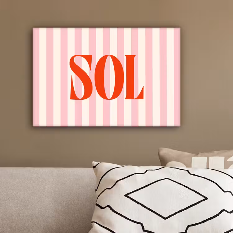 Zachtroze - Rood - Strepen - Sol canvas 2cm klein -sfeer3