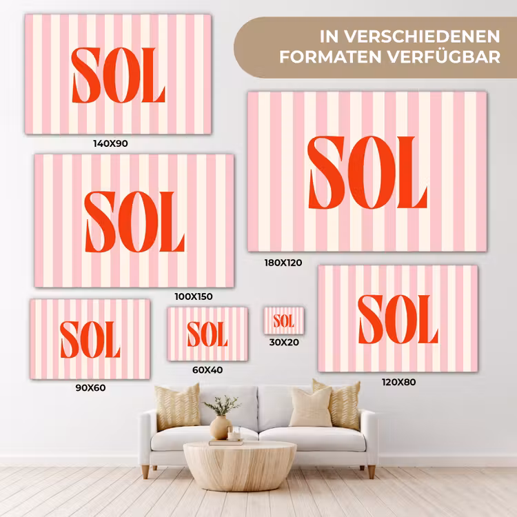 Zachtroze - Rood - Strepen - Sol canvas 2cm klein -Xsfeer8_DE