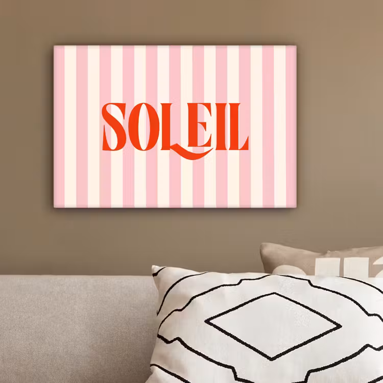 Zachtroze - Rood - Strepen - Soleil canvas 2cm klein -sfeer3