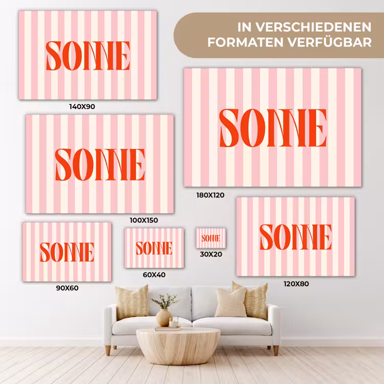 Zachtroze - Rood - Strepen - Sonne canvas 2cm klein -Xsfeer8_DE