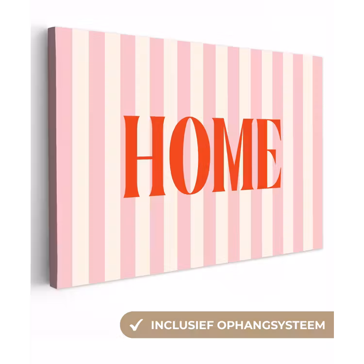 Zachtroze - Rood - Strepen - Home canvas 2cm klein -3d
