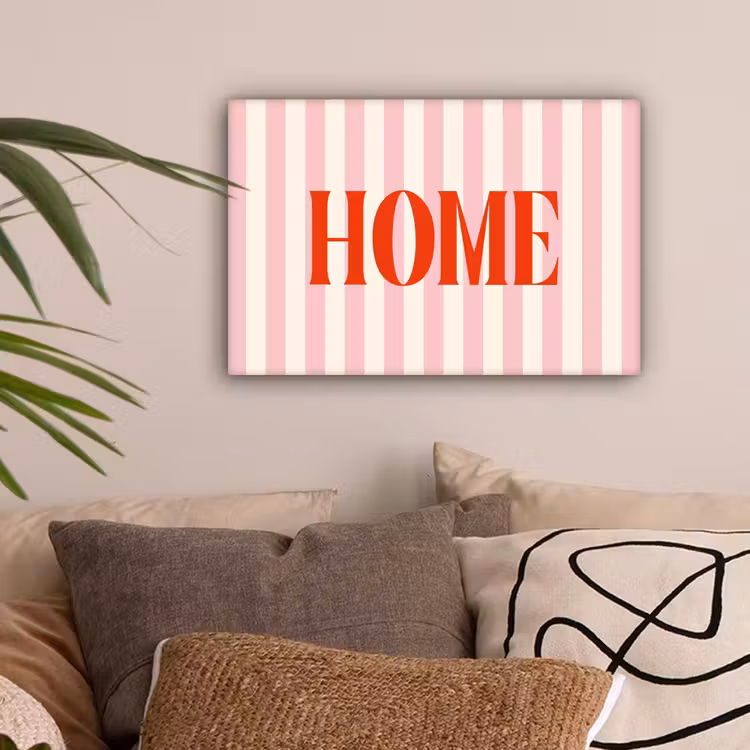 Zachtroze - Rood - Strepen - Home canvas 2cm klein -sfeer1