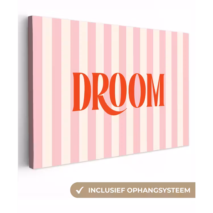 Zachtroze - Rood - Strepen - Droom canvas 2cm klein -3d