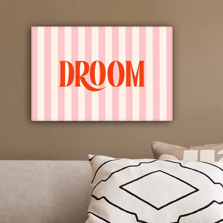 Zachtroze - Rood - Strepen - Droom canvas 2cm klein -sfeer3
