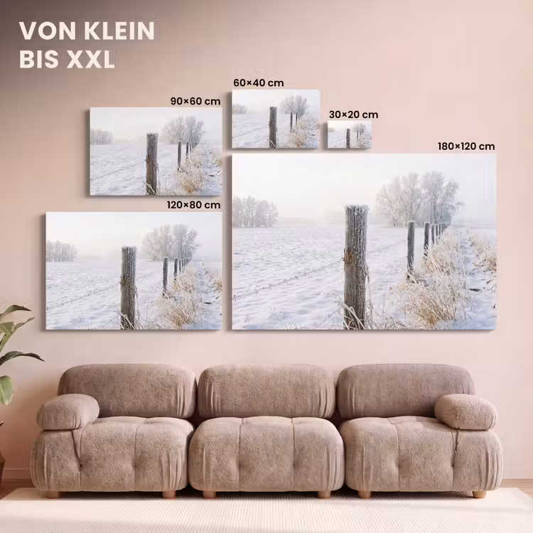 Hek - Sneeuw - Mist - Platteland - Nostalgisch canvas 2cm klein -Xsfeer8_DE