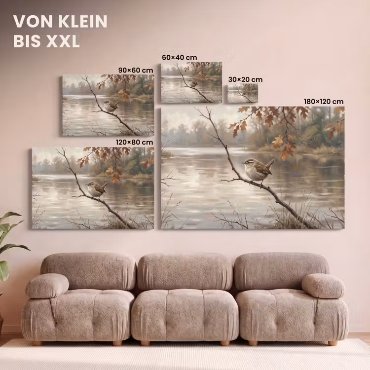 Winterkoninkje - Tak - Rivier - Natuur - Sfeervol canvas 2cm klein -Xsfeer8_DE