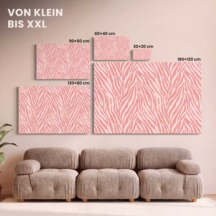 Zebra - Print - Roze canvas 2cm klein 34 -Xsfeer8_DE