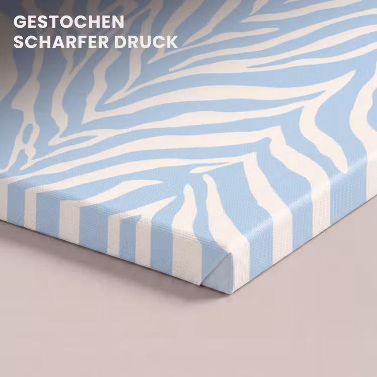 Zebra - Motief - Blauw - Wit canvas 2cm klein 34 -closeup_print_DE