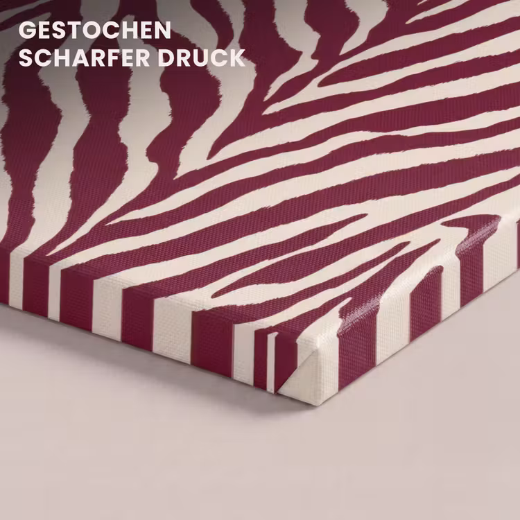 Zebra - Motief - Bordeaux - Rood canvas 2cm klein 34 -closeup_print_DE