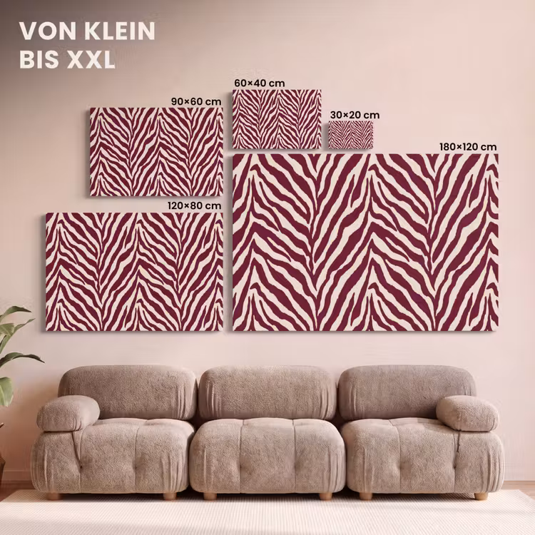 Zebra - Motief - Bordeaux - Rood canvas 2cm klein 34 -Xsfeer8_DE