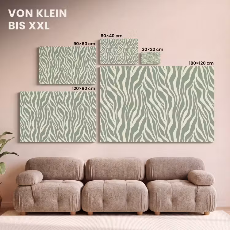 Zebra - Motief - Groen canvas 2cm klein 34 -Xsfeer8_DE