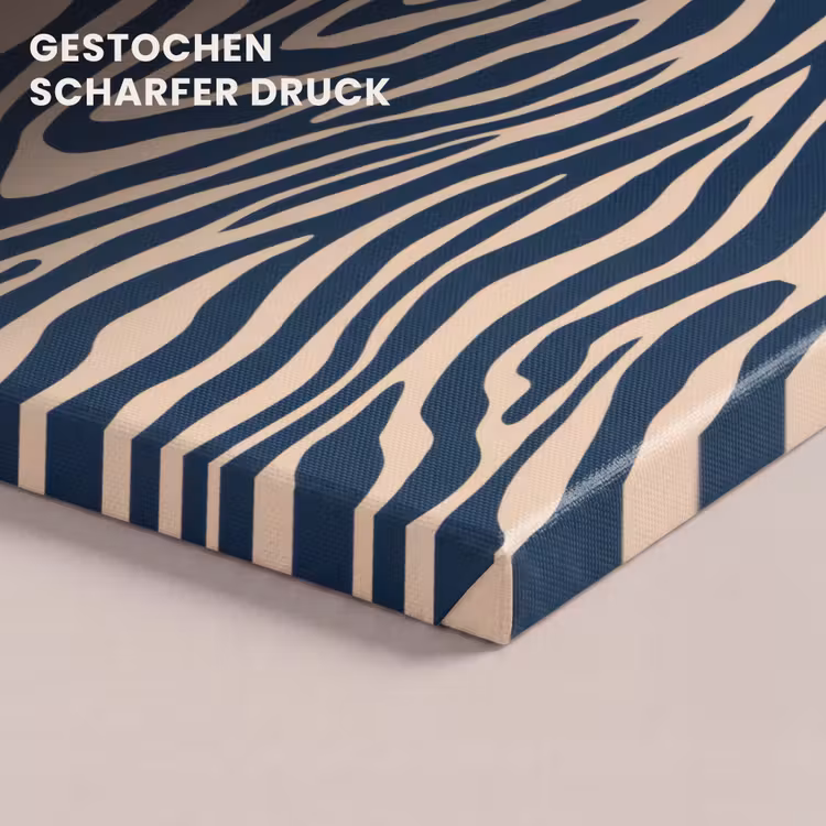 Zebra - Patroon - Blauw - Beige canvas 2cm klein 34 -closeup_print_DE