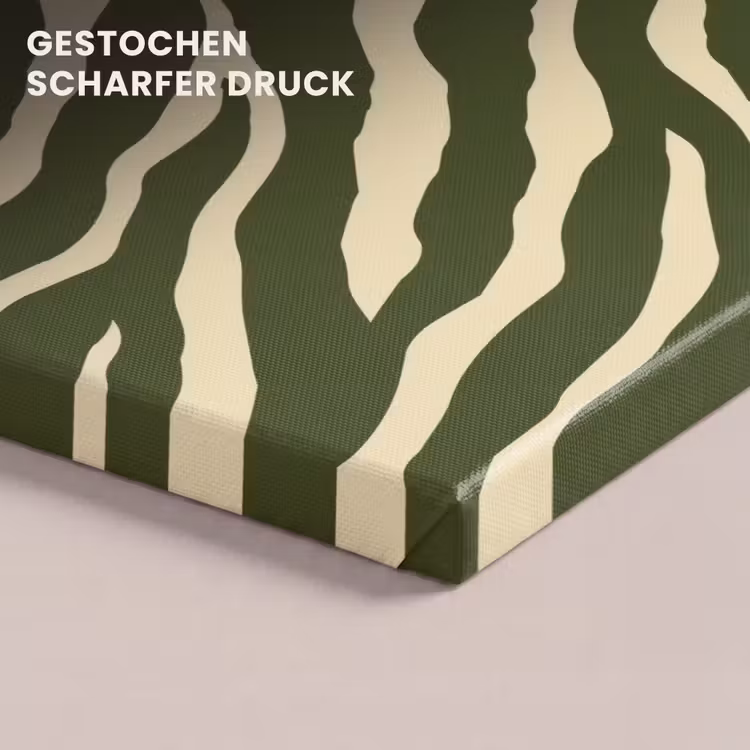 Zebra - Patroon - Groen canvas 2cm klein 34 -closeup_print_DE