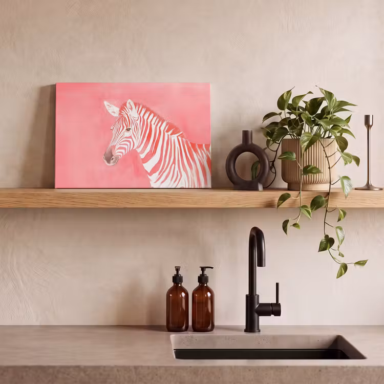 Zebra - Pink - Verf canvas 2cm klein -sfeer3