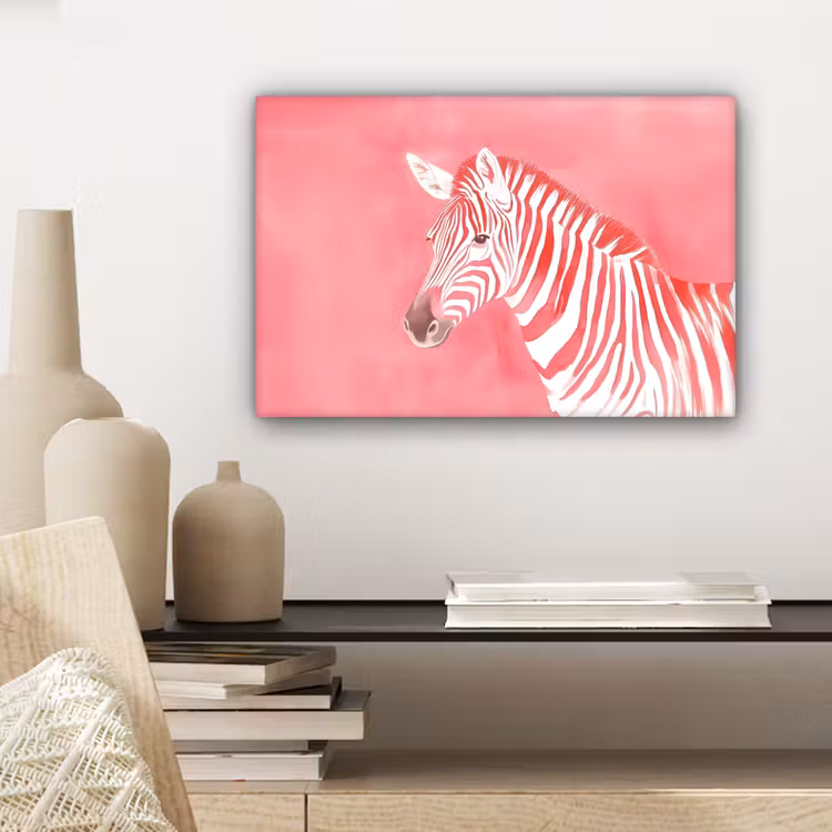Zebra - Pink - Verf canvas 2cm klein -sfeer6