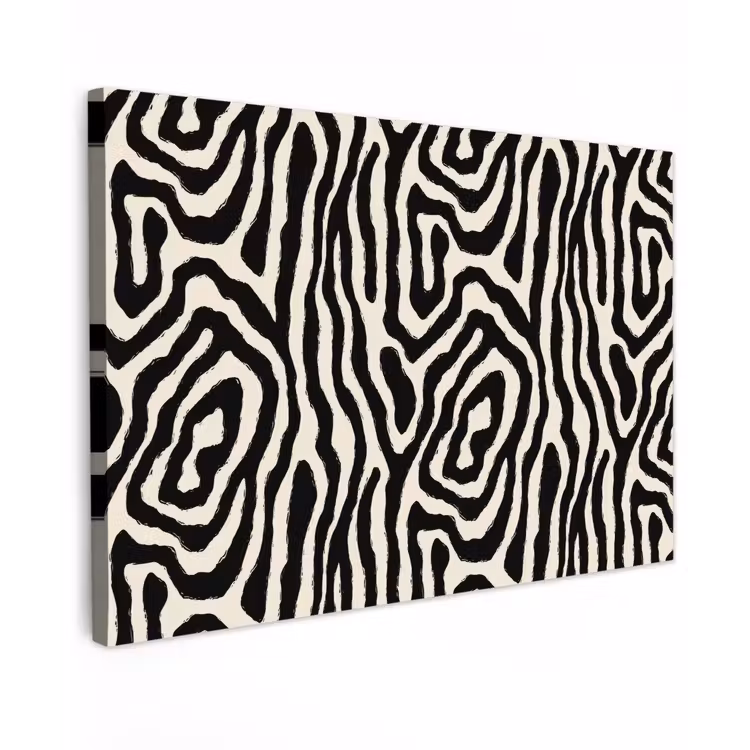 Zebra - Zwart - Abstract canvas 2cm klein 34 -z3d
