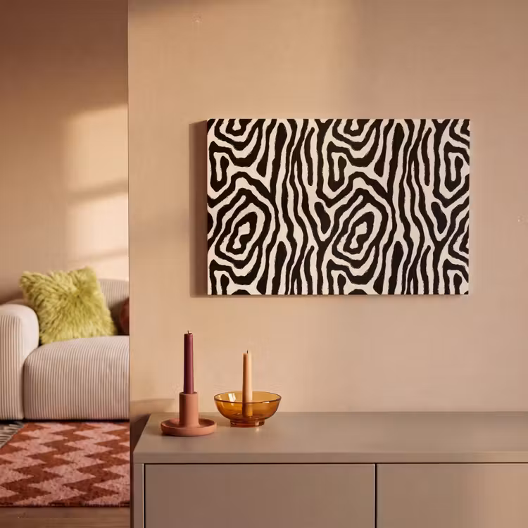 Zebra - Zwart - Abstract canvas 2cm klein 34 -sfeer1