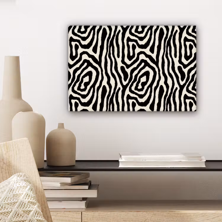 Zebra - Zwart - Abstract canvas 2cm klein 34 -sfeer6