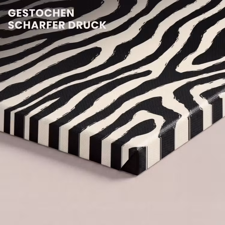 Zebra - Zwart - Abstract canvas 2cm klein 34 -closeup_print_DE