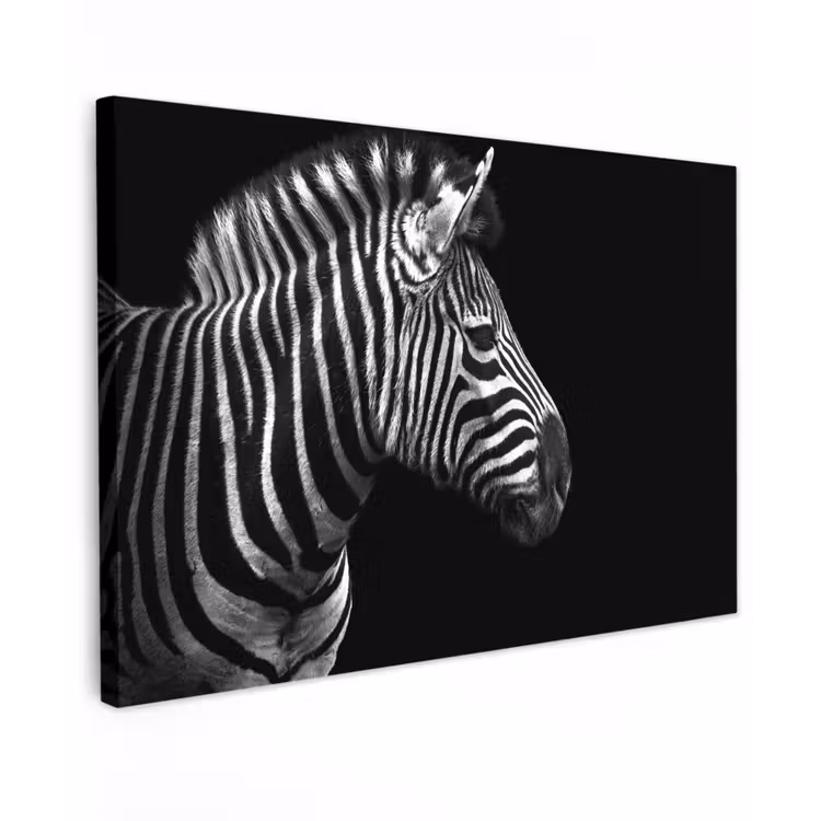 Zebra - Zwart - Wit - Portret - Dieren canvas 2cm klein -z3d