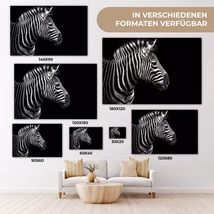 Zebra - Zwart - Wit - Portret - Dieren canvas 2cm klein -Xsfeer8_DE