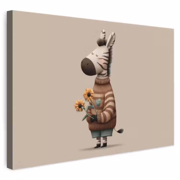 Zebra - Zonnebloemen - Warm canvas 2cm klein -3d