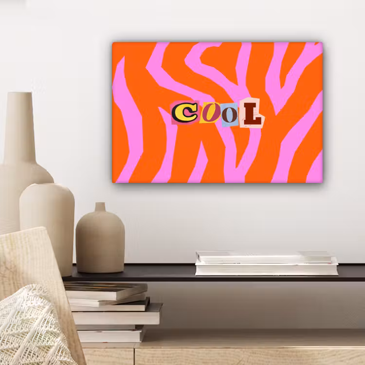 Zebraprint - Grafisch - COOL - Oranje canvas 2cm klein -closeup_print_DE