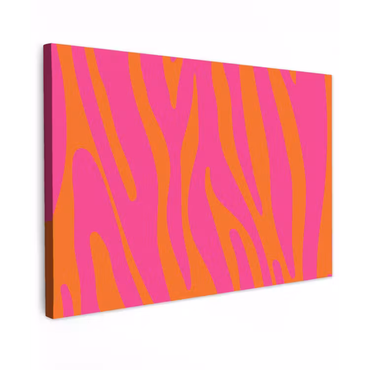 Zebraprint - Roze - Oranje - Dierenprint canvas 2cm klein -z3d