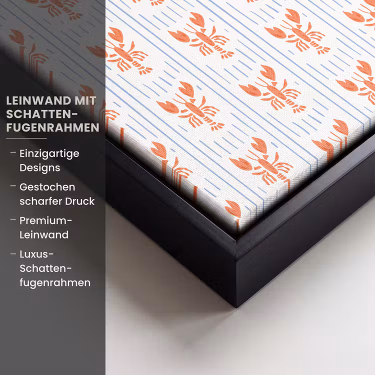 Meer – Hummer – Orange – Blau Canvas met baklijst klein 1124 -uniquesellingpoint_productkenmerken_DE