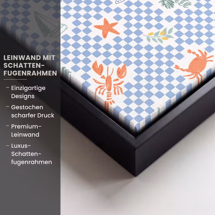 Zee - Patroon - Zeilboot - Blauw Canvas met baklijst klein 1124 -uniquesellingpoint_productkenmerken_DE