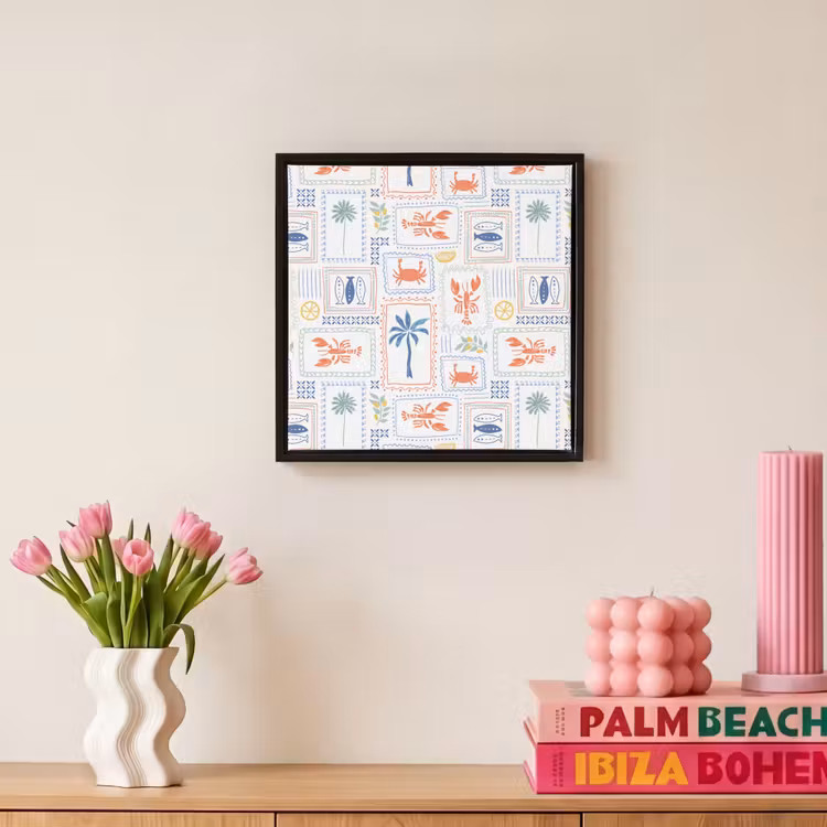 Zee - Zomer - Krab - Patroon Canvas met baklijst klein 1124 -atmosphere_sfeer1_global