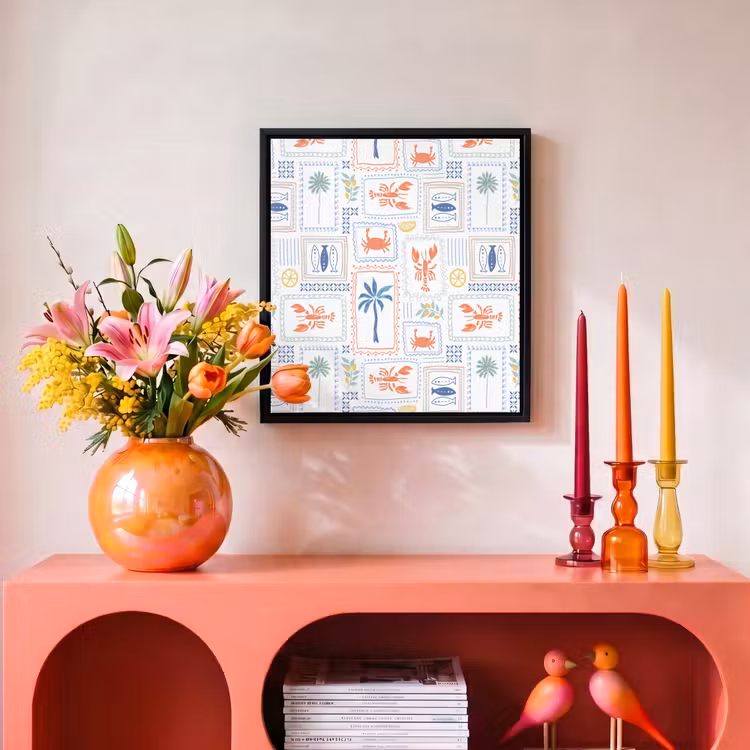 Zee - Zomer - Krab - Patroon Canvas met baklijst klein 1124 -atmosphere_sfeer3_global