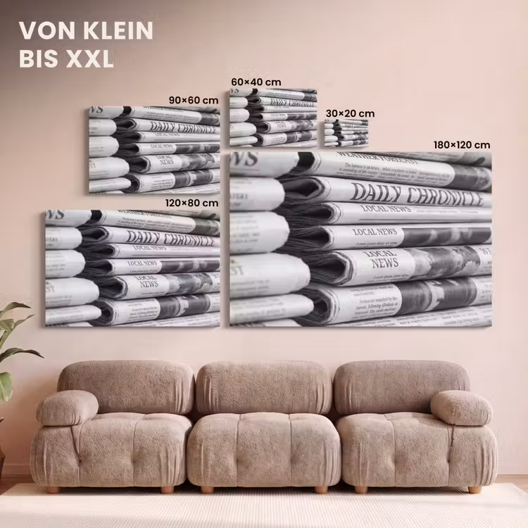 Krant - Stapel - Nieuws - Zwart-wit - Media canvas 2cm klein -Xsfeer8_DE
