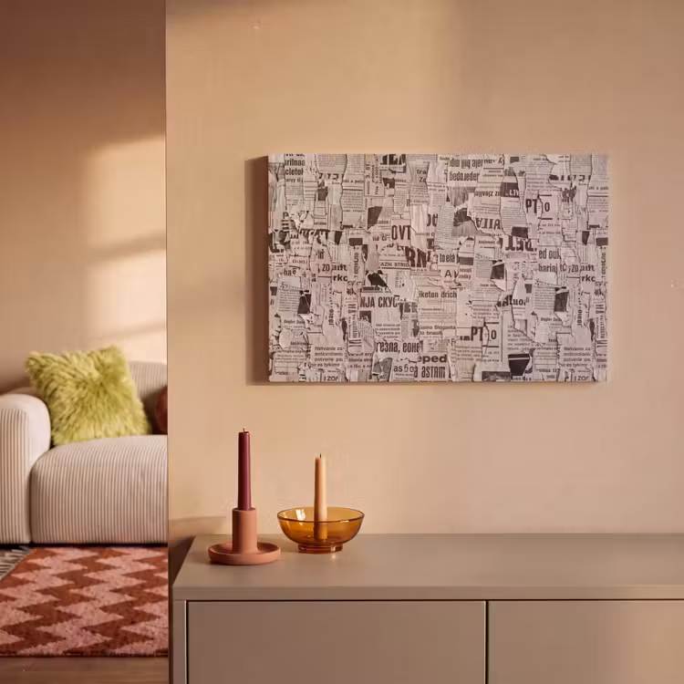 Krant - Gescheurd - Textuur - Abstract - Zwart-wit canvas 2cm klein -sfeer1