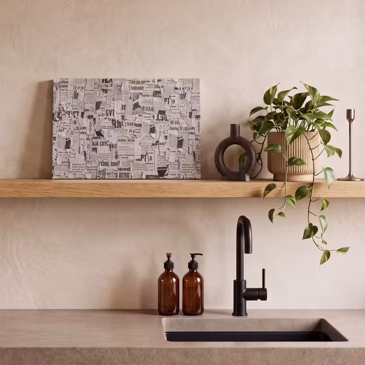 Krant - Gescheurd - Textuur - Abstract - Zwart-wit canvas 2cm klein -sfeer3
