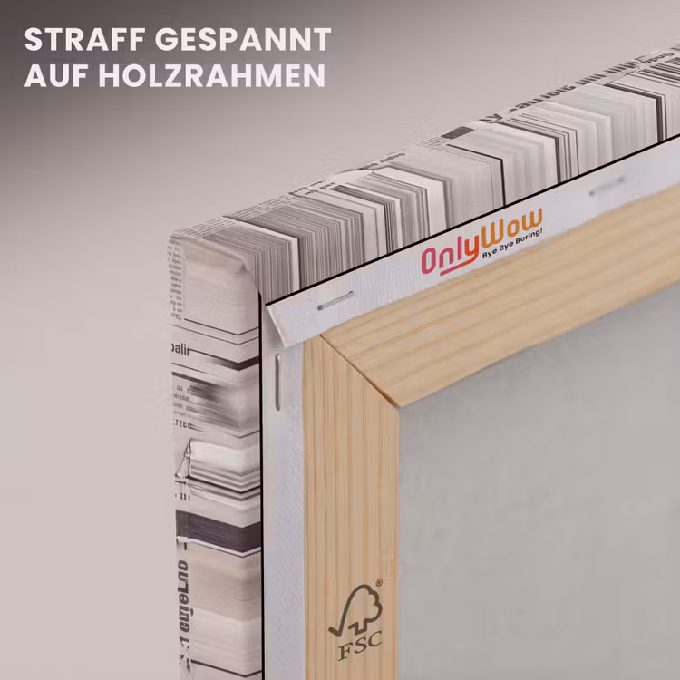 Krant - Gescheurd - Textuur - Abstract - Zwart-wit canvas 2cm klein -uniquesellingpoint_afwerking-onlywow_DE