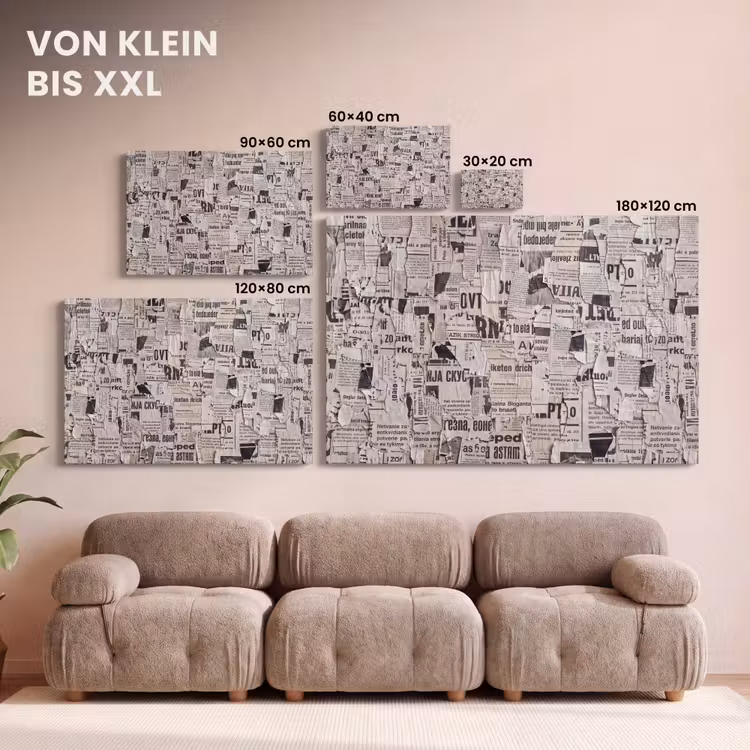 Krant - Gescheurd - Textuur - Abstract - Zwart-wit canvas 2cm klein -Xsfeer8_DE