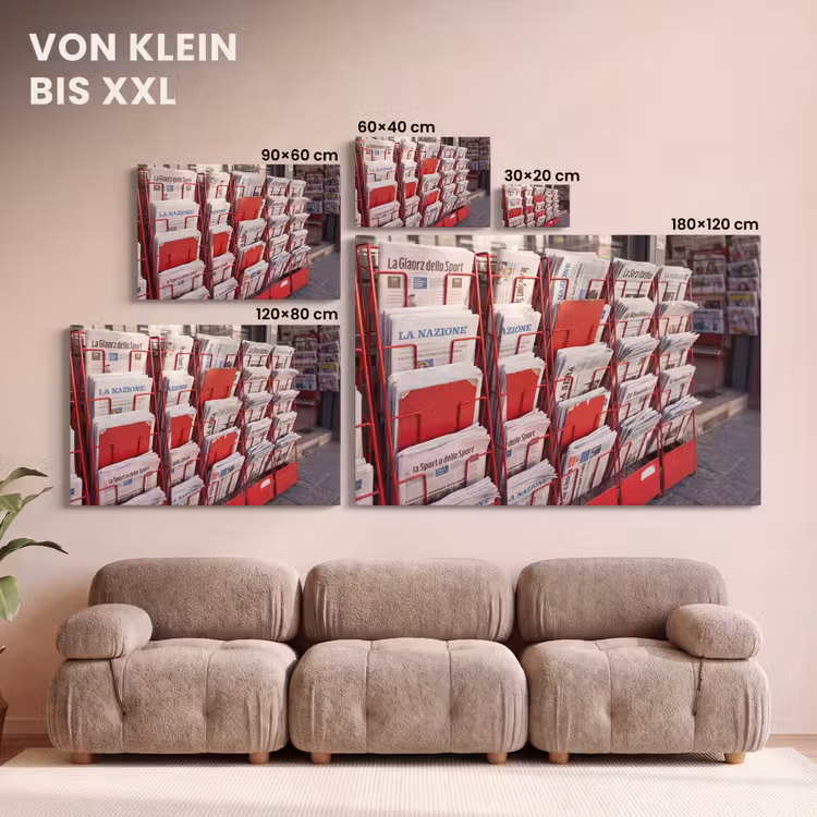 Kranten - Rek - Stedelijk - Dagelijks leven - Rood canvas 2cm klein -Xsfeer8_DE