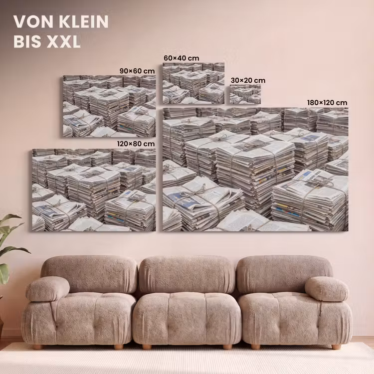 Kranten - Stapels - Touw - Informatie - Vintage canvas 2cm klein -Xsfeer8_DE