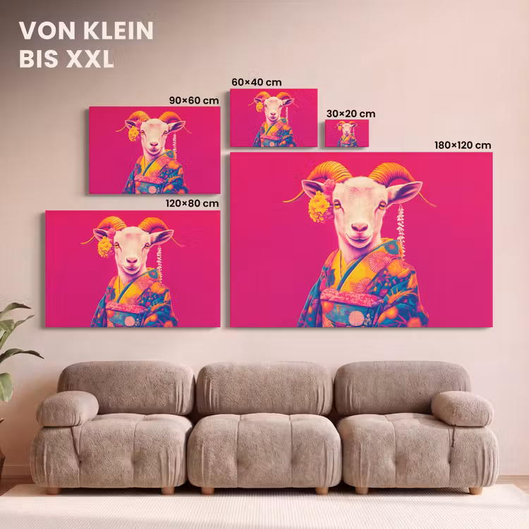 Geit - Hoorns - Kimono - Kleurrijk canvas 2cm klein -Xsfeer8_DE