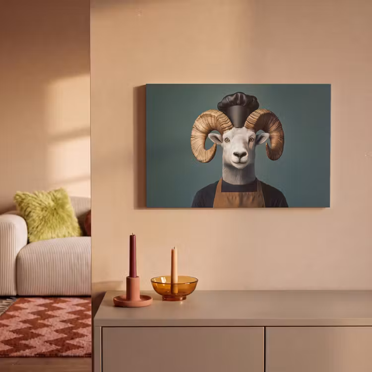 Geit - Hoorns - Kokskleding canvas 2cm klein -sfeer1