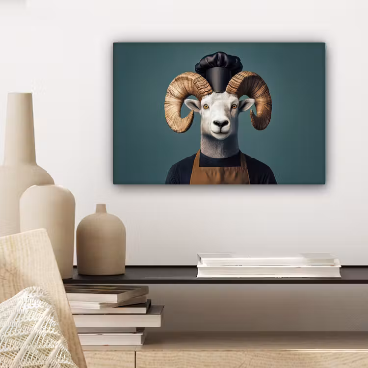 Geit - Hoorns - Kokskleding canvas 2cm klein -sfeer6