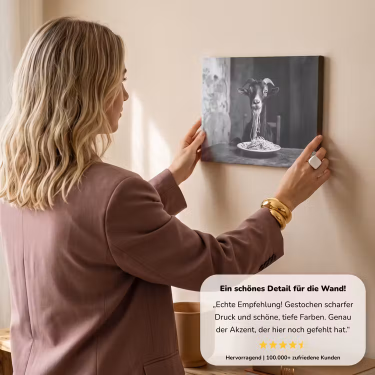 Geit - Bord - Spaghetti - Zwart Wit canvas 2cm klein -Xsfeer7_DE