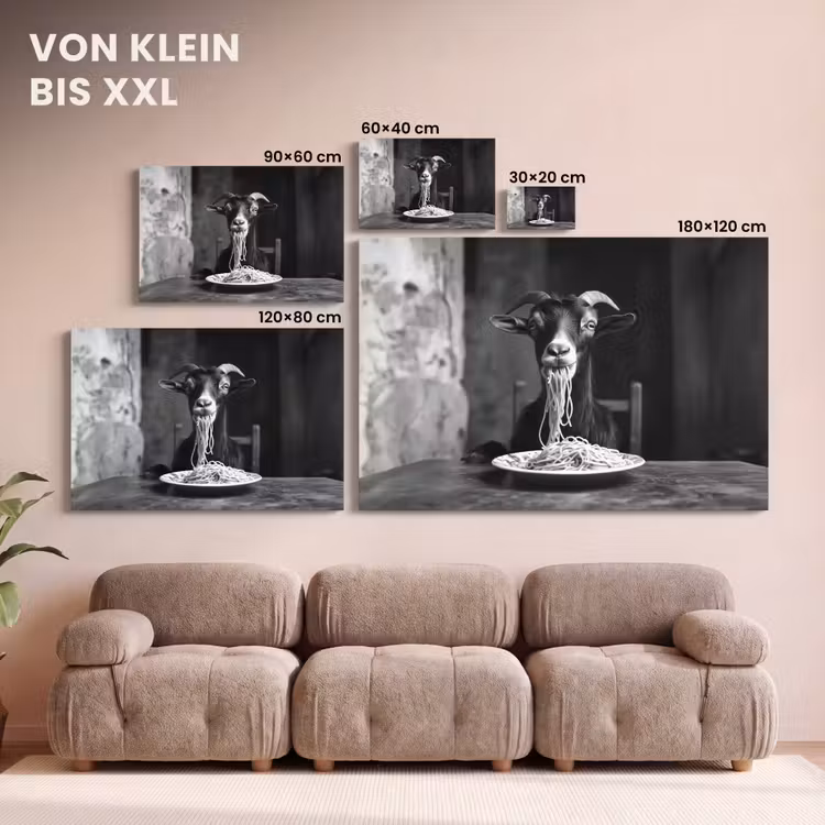 Geit - Bord - Spaghetti - Zwart Wit canvas 2cm klein -Xsfeer8_DE