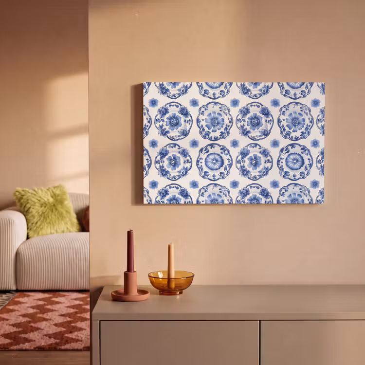 Sierborden - Bloemen - Blauw canvas 2cm klein 34 -sfeer1