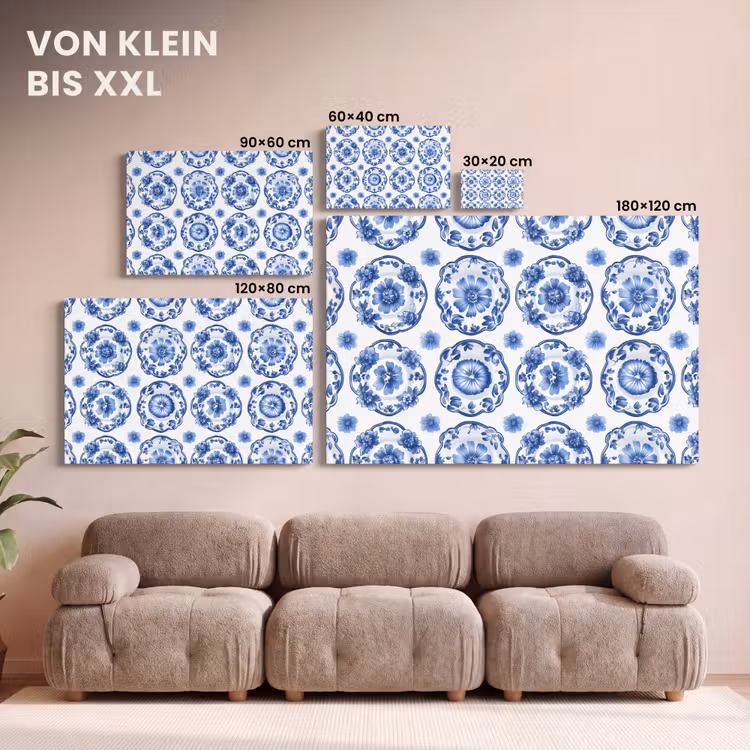 Sierborden - Bloemen - Blauw canvas 2cm klein 34 -Xsfeer8_DE