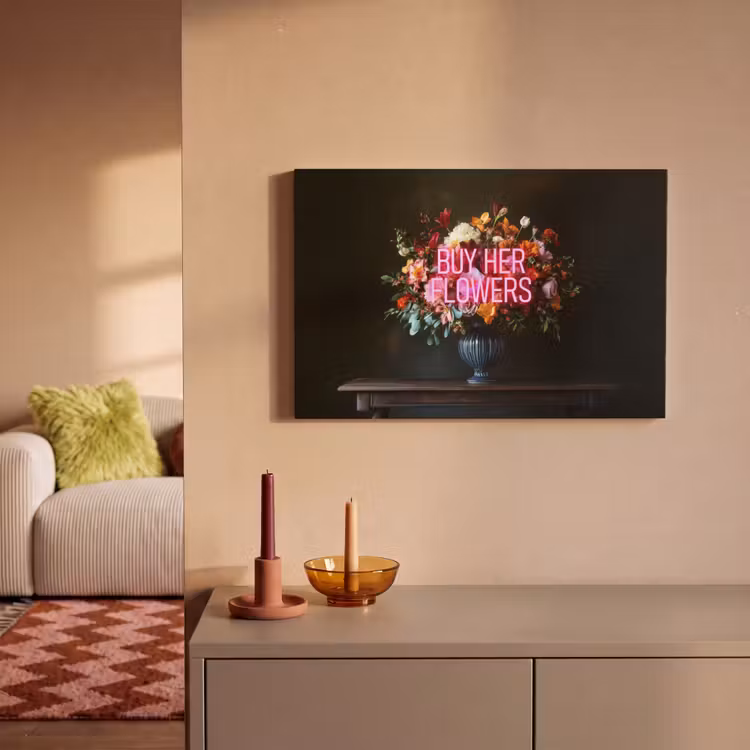 Quote - Bloemen - Vaas - Neon canvas 2cm klein -sfeer1